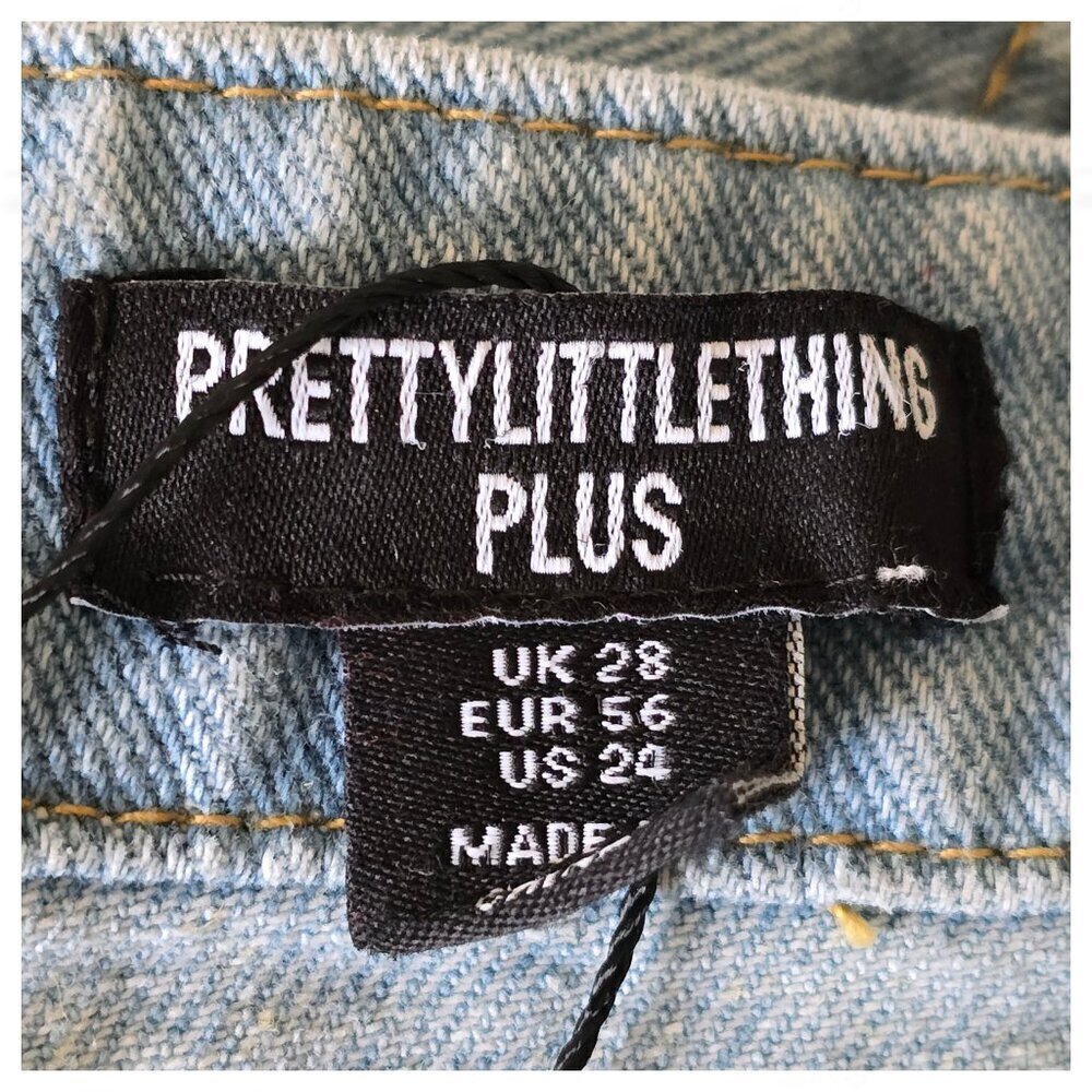 PrettyLittleThing Plus Blue Wash Jean Waistband Denim Corset Top Size 24 US - Picture 6 of 8
